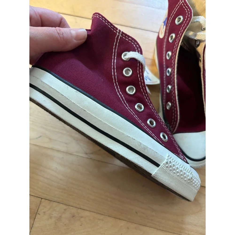 Vtg nwt Converse All Star Hi Top Sneakers Shoes burgundy red USA Made Youth 12